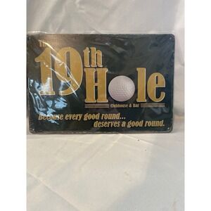 The 19th Hole Clubhouse Bar Metal Tin Sign Golf Decor 8x12 Retro Wall Plaque